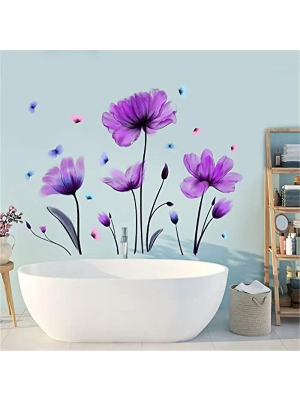 Purple Floral Wall Decal Removable Flower Wall Sticker